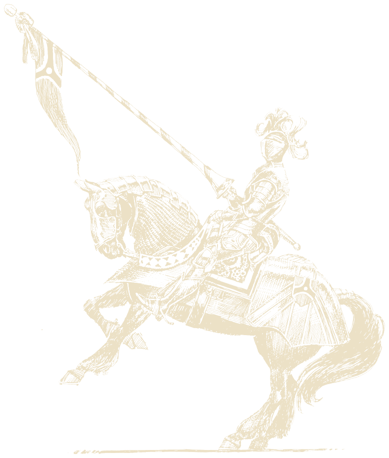 Engraved knight bearing a standard